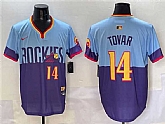 Men's Colorado Rockies #14 Ezequiel Tovar Purple Light Blue 2025 City Connect Limited Stitched Jersey,baseball caps,new era cap wholesale,wholesale hats